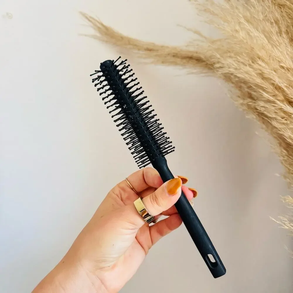3 NEW SALON SILK Black Grey Round Vented Hairbrush Bundle Styling Tool Set